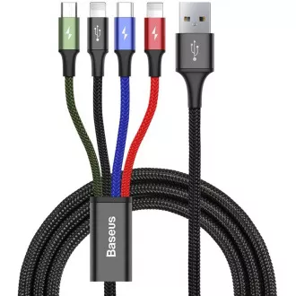Baseus kabel za hitro polnjenje / prenos podatkov 4v1 2* Lightning USB-C Micro USB 3, 5A 1, 2 m, črn Baseus kabel za hitro polnjenje / prenos podatkov 4v1 2* Lightning USB-C Micro USB 3, 5A 1, 2 m, črn