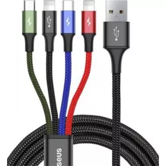 Baseus kabel za hitro polnjenje / prenos podatkov 4v1 2* Lightning USB-C Micro USB 3, 5A 1, 2 m, črn Baseus kabel za hitro polnjenje / prenos podatkov 4v1 2* Lightning USB-C Micro USB 3, 5A 1, 2 m, črn