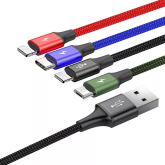 Baseus kabel za hitro polnjenje / prenos podatkov 4v1 2* Lightning USB-C Micro USB 3, 5A 1, 2 m, črn Baseus kabel za hitro polnjenje / prenos podatkov 4v1 2* Lightning USB-C Micro USB 3, 5A 1, 2 m, črn