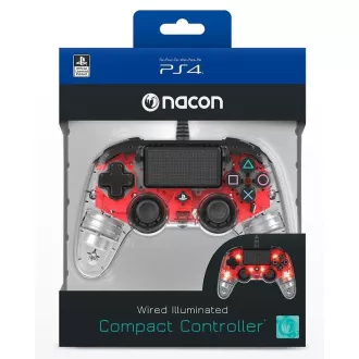 Žični kompaktni krmilnik Nacon za PlayStation 4 - prozorno rdeč