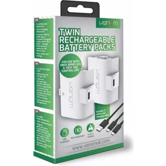 VENOM VS2872 Xbox Series S/X & One White Twin Battery Pack   3 metre kabla