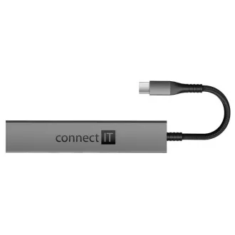 CONNECT IT USB-C vozlišče, 2x USB-A, 1x USB-C, 1x kartica SD, 1x kartica MicroSD, siva
