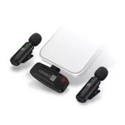 CONNECT IT Mikrofon ClipMic, 2x brezžični lavalier mikrofon s sprejemnikom, priključek Lightning, črn