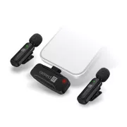 CONNECT IT Mikrofon ClipMic, 2x brezžični lavalier mikrofon s sprejemnikom, priključek USB-C, črn