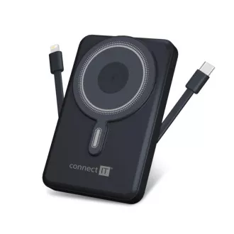 CONNECT IT Powerbank TravelCharge, MagSafe, 10000 mAh, USB-C, Lightning, siva