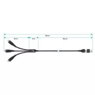 CONNECT IT Polnilni kabel Wirez 6v1, USB-C/USB, Lightning   2x USB-C, 1,25 m, črn