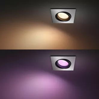 PHILIPS CENTURA Vgradno reflektorsko svetilo, Hue White in barvni ambient, 240V, 1x5,7W GU10, kvadratno, aluminij (5055148P)