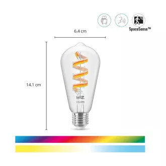 PHILIPS WiZ Wi-Fi BLE ST64 E27 6, 3 W - barvna žarnica, nastavljiva temperatura, možnost zatemnitve