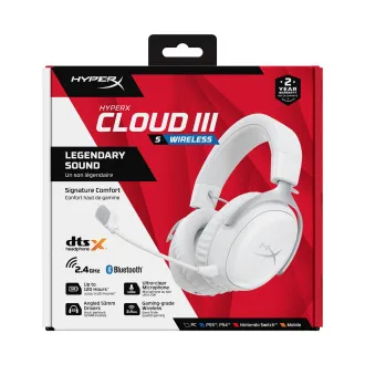 HyperX Cloud III S brezžične bele gaming slušalke