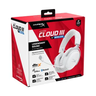 HyperX Cloud III S brezžične bele gaming slušalke