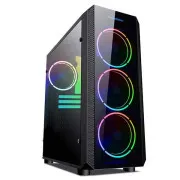 VeinX ohišje Mars MAR01A Mid Tower, brez napajalnika, 3xUSB, prozorna stranica, 4xARGB Ventilator 120mm, črno - Razpakirano