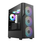 1stCOOL ohišje GAMER 5, Mid tower, AU, USB 3.0, USB-C, 2x 140 ARGB ventilator, 1x 120 ARGB ventilator, brez napajalnika, črno