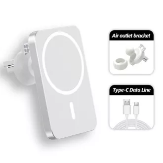 1stCOOL Brezžični polnilec QI 15 W, magnetni, združljiv s sistemom MagSafe, bel