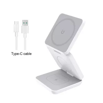 1stCOOL Brezžični zložljivi polnilec QI 3v1, MagSafe, USB-C, bel