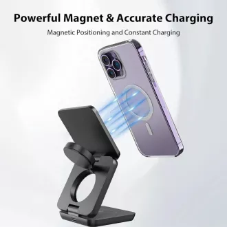 1stCOOL Brezžični zložljivi polnilec QI 3v1, MagSafe, USB-C, bel