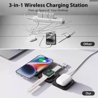 1stCOOL Brezžični zložljivi polnilec QI 3v1, MagSafe, USB-C, bel