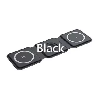 1stCOOL Brezžični prenosni polnilnik QI 3 v 1, MagSafe, USB-C, črn