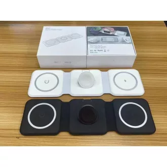 1stCOOL Brezžični prenosni polnilnik QI 3 v 1, MagSafe, USB-C, črn