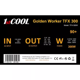 1stCOOL Napajalnik Golden Worker TFX 300 88 , 300W, TFX, črn 1stCOOL Napajalnik Golden Worker TFX 300 88 , 300W, TFX, črn