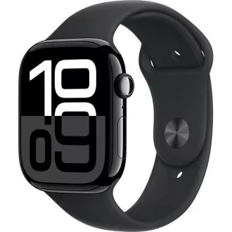 Apple Watch Series 10 GPS 42mm Jet Black aluminijasto ohišje s črnim športnim trakom - S/M