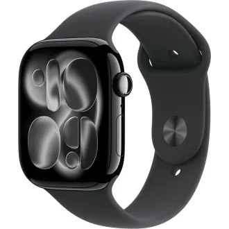 Apple Watch Series 11 GPS 42mm Jet Black aluminijasto ohišje s črnim športnim trakom - S/M Apple Watch Series 11 GPS 42mm Jet Black aluminijasto ohišje s črnim športnim trakom - S/M
