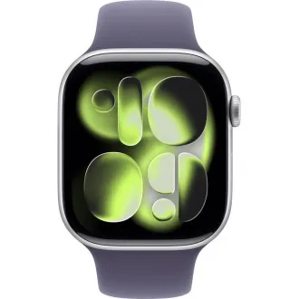 Apple Watch Series 11 GPS 42mm srebrno aluminijasto ohišje z vijolično meglenim športnim trakom - S/M Apple Watch Series 11 GPS 42mm srebrno aluminijasto ohišje z vijolično meglenim športnim trakom - S/M