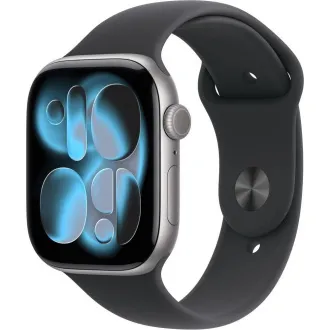Apple Watch Series 11 GPS 46mm ohišje iz vesoljsko sivega aluminija s črnim športnim trakom - M/L Apple Watch Series 11 GPS 46mm ohišje iz vesoljsko sivega aluminija s črnim športnim trakom - M/L