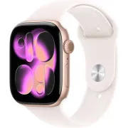 Apple Watch Series 11 GPS 46mm ohišje iz aluminijaste roza zlate barve s športnim trakom Light Blush - S/M