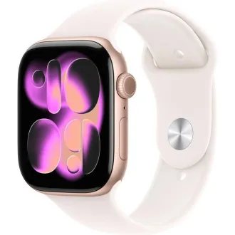 Apple Watch Series 11 GPS 46mm ohišje iz aluminijaste roza zlate barve s športnim trakom Light Blush - S/M Apple Watch Series 11 GPS 46mm ohišje iz aluminijaste roza zlate barve s športnim trakom Light Blush - S/M