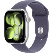 Apple Watch Series 11 GPS 46 mm srebrno aluminijasto ohišje z vijolično meglenim športnim trakom - S/M