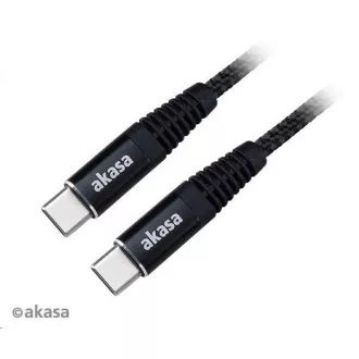 AKASA napajalni kabel tipa C do tipa C, 100 W, 1 m, črn