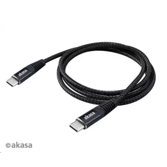 AKASA napajalni kabel tipa C do tipa C, 100 W, 1 m, črn