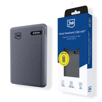 3mk žepna powerbank 5, 000 mAh 12W USB 1C siva za univerzalne