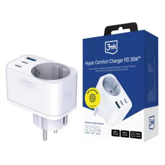 3mk omrežni polnilec Comfort Charger GaN 30W, bel