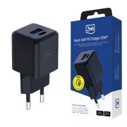 3mk omrežni polnilec Hyper GaN polnilec 20W, črn