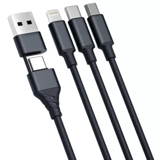 3mk polnilni kabel - Hyper Cable 3v1 A/C do C/Micro/Lightning 1,5 m, črn