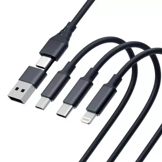 3mk polnilni kabel - Hyper Cable 3v1 A/C do C/Micro/Lightning 1,5 m, črn