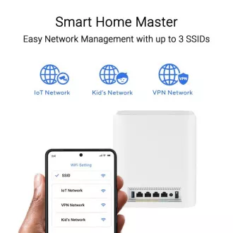 ASUS ZenWifi BT8 2-pack, razširljiv usmerjevalnik WiFi7, AiMesh, 1x WAN, 3x LAN, 1x 3.0