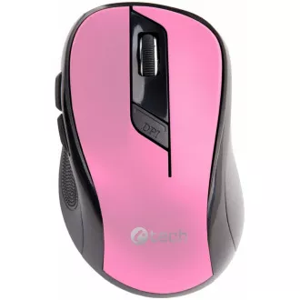 C-TECH miška WLM-02, črno-rožnata, brezžična, 1600DPI, 6 gumbov, USB nano sprejemnik