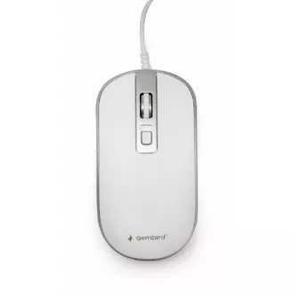 GEMBIRD miška MUS-4B-06-WS, žična, optična, USB, bela/srebrna