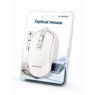 GEMBIRD miška MUS-4B-06-WS, žična, optična, USB, bela/srebrna