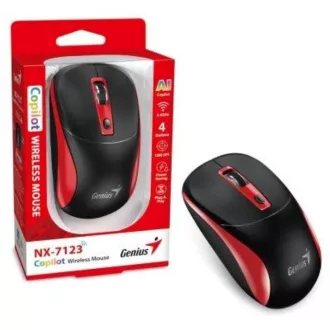 GENIUS miška NX-7123/ 1200 dpi/ brezžična/ Copilot/ črna/ rdeča