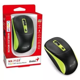 GENIUS miška NX-7123/ 1200 dpi/ brezžična/ Copilot/ črno-zelena