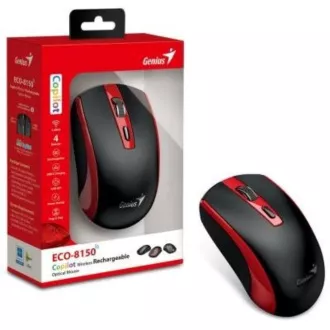 GENIUS miška ECO-8150/ 1200 dpi/ brezžična/ polnilna/ Copilot/ črna/ rdeča