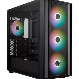 Cooler Master ohišje MasterBox 600, ATX, prozorna stranska plošča, 3x 140mm ARGB ventilator, 1x 120mm ARGB ventilator, ARGB Hub, črno