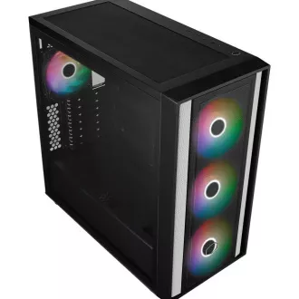 Cooler Master ohišje MasterBox 600, ATX, prozorna stranska plošča, 3x 140mm ARGB ventilator, 1x 120mm ARGB ventilator, ARGB Hub, črno