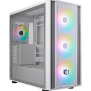 Cooler Master ohišje MasterBox 600, ATX, prozorna stranska plošča, 3x 140mm ARGB ventilator, 1x 120mm ARGB ventilator, ARGB vozlišče, belo