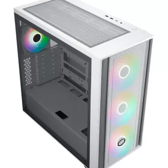 Cooler Master ohišje MasterBox 600, ATX, prozorna stranska plošča, 3x 140mm ARGB ventilator, 1x 120mm ARGB ventilator, ARGB vozlišče, belo