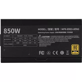 Cooler Master napajalnik 850W MWE Gold 3, 120mm, 80  Gold, popolnoma modularen, ATX 3.1