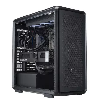 Cooler Master ohišje MasterFrame 600 Black, prozorna stranska plošča, ATX, 3x 140mm ventilator, 1x 120mm ventilator, črno
